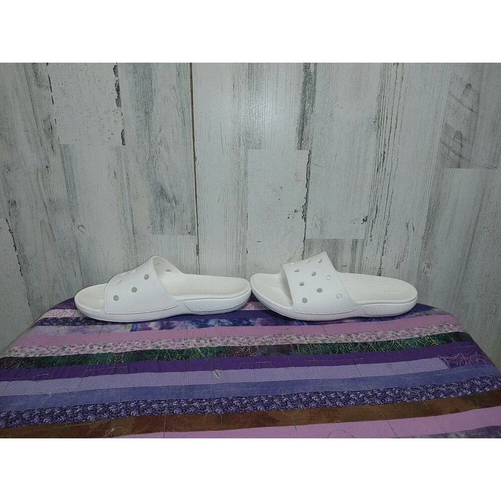 Crocs 206121 Sandals Classic White Slides Waterproof Shoes Mens 9 Womens 11